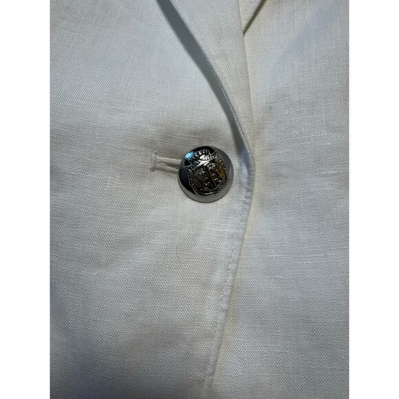 TALBOTS 100% White Linen Blazer/Jacket size women's 16, silver buttons - Picture 8 of 11